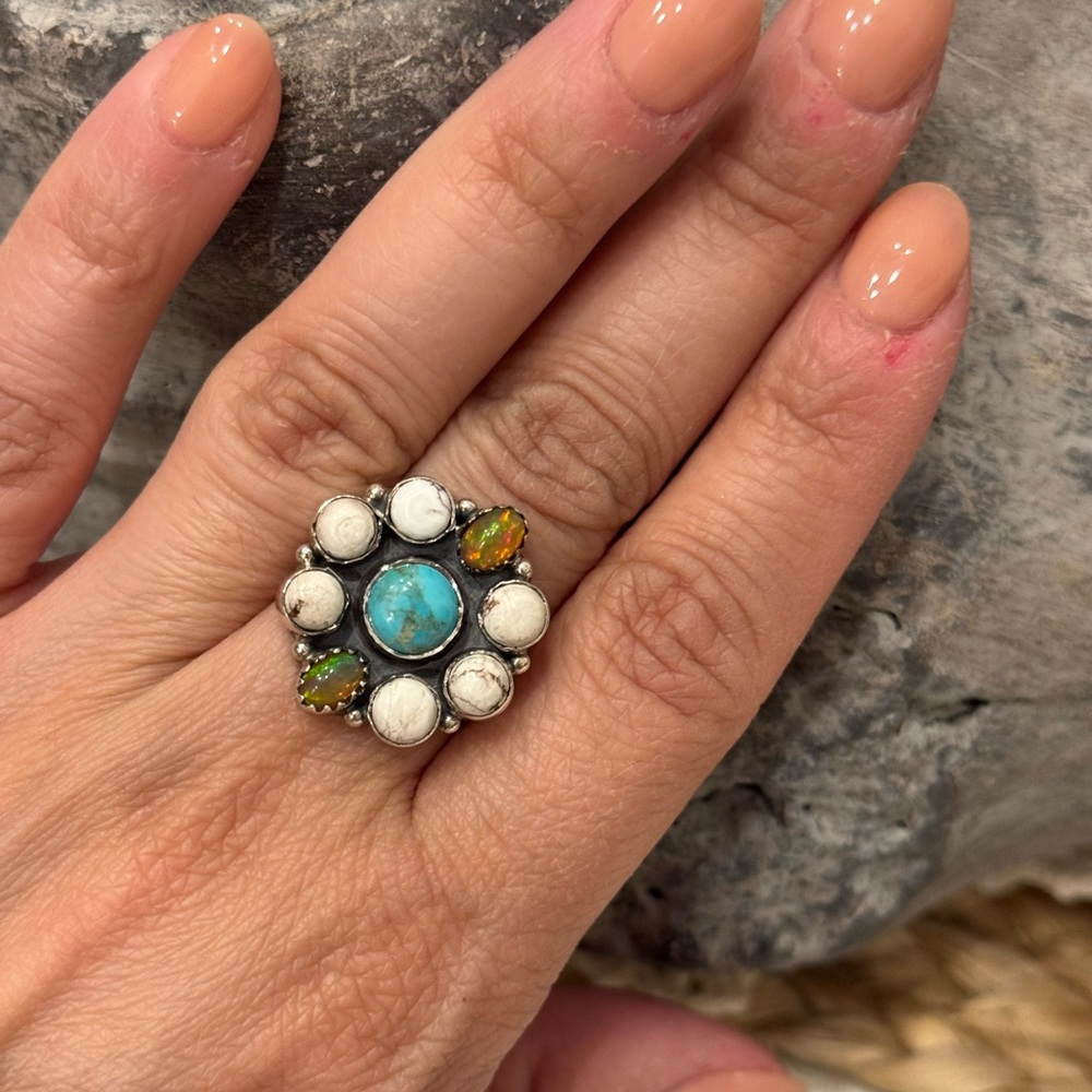 WILD-HORSE,ETHIAN OPAL , TURQUOISE SILVER RING